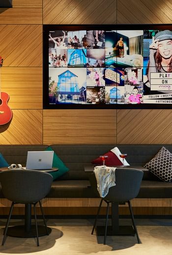 Moxy York communal work and social space